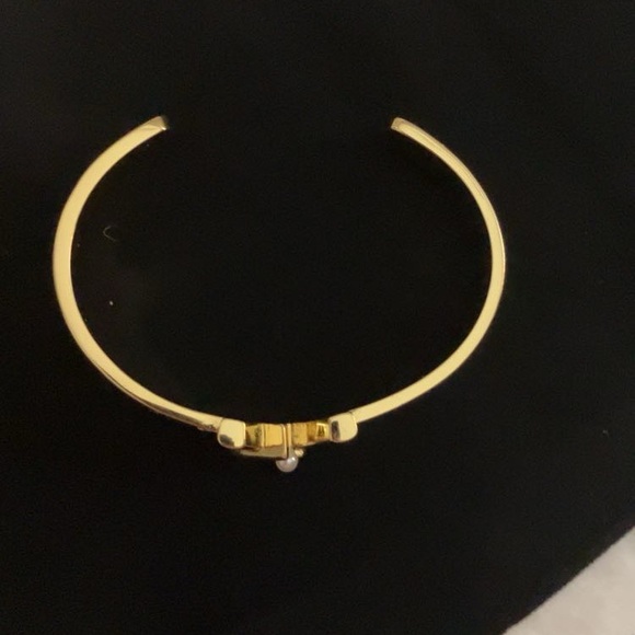 Luxury Gold Cuff Bracelet with Pearl Accent, stamped with dust bag - Picture 7 of 7